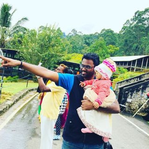 Karthik and his niece in Sri Lanka