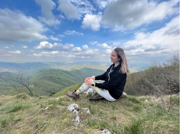 Višnja Begović sitting on mountain