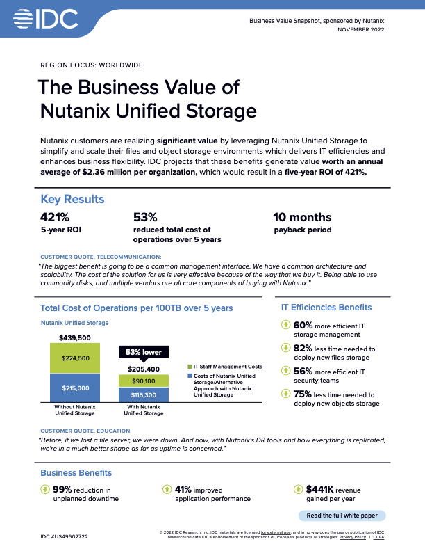 Business value of unified storage