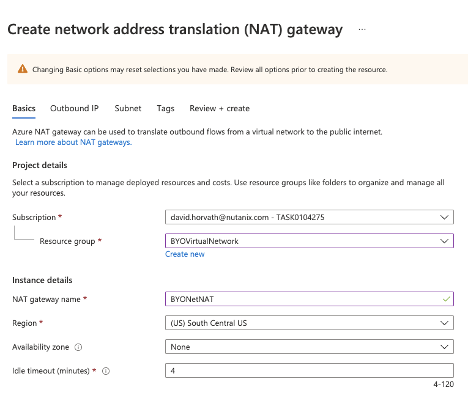 Figure 10. NAT Gateway dialog