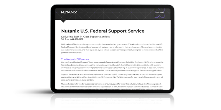 Nutanix U.S. Federal Support Service